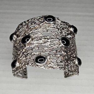 Sterling Silver Custom Style Black Onyx Cuff Bracelet